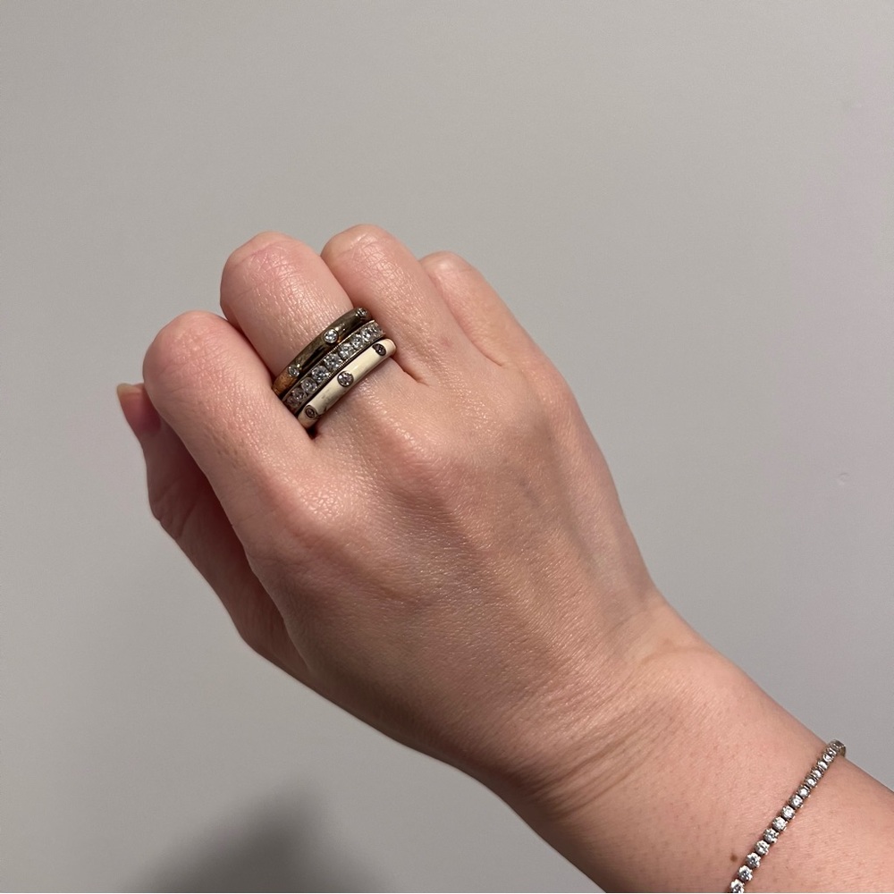 Stackable Mixed Metal Ring Set in Silver and Gold